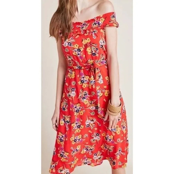 ANTHROPOLOGIE 47 of 52 Conversations Colloquial Off-The-Shoulder Dress Size 6 - Picture 3 of 11